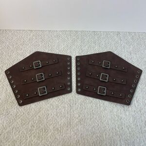 Faux Leather Gauntlet Wristband Medieval Bracers Wrist Band Buckle Wide Cosplay